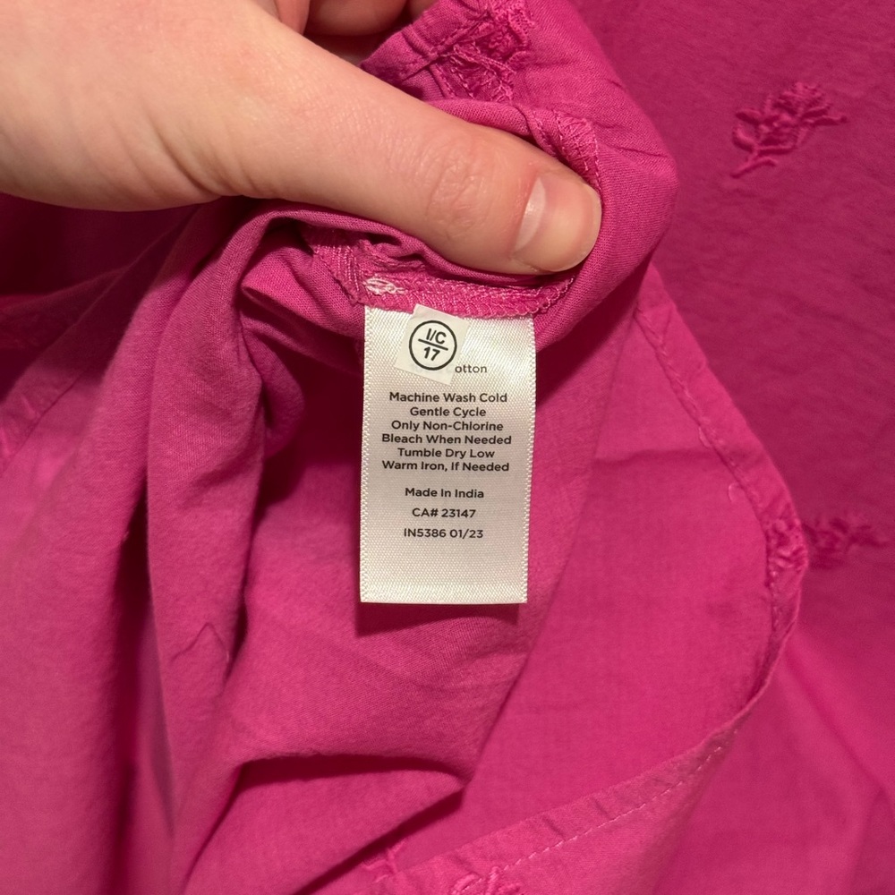 NWT Talbots Bright Pink Floral Embroidered Square Neck Top, Women's XL - Picture 11 of 12